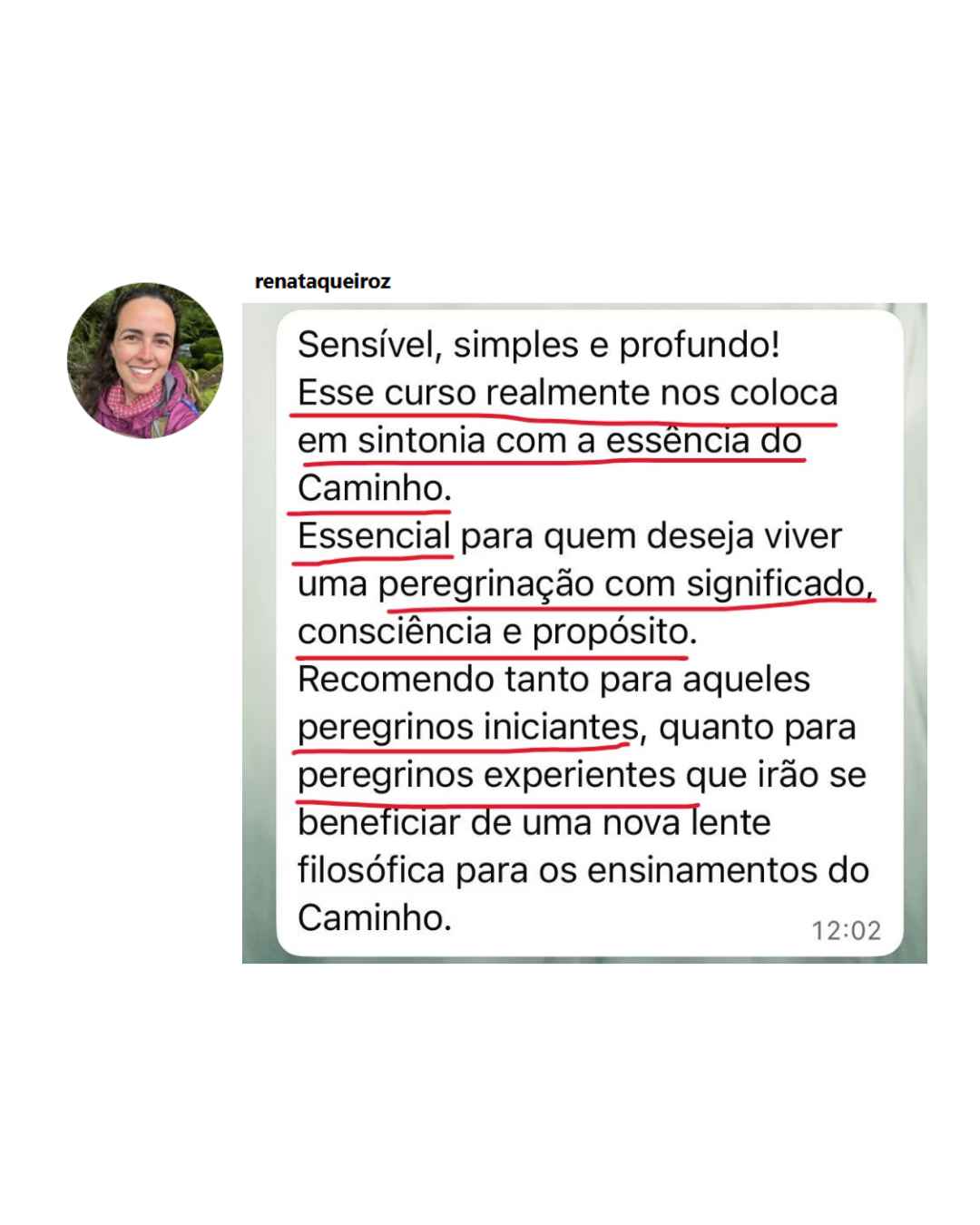 Depoimento aluno Eu Caminho